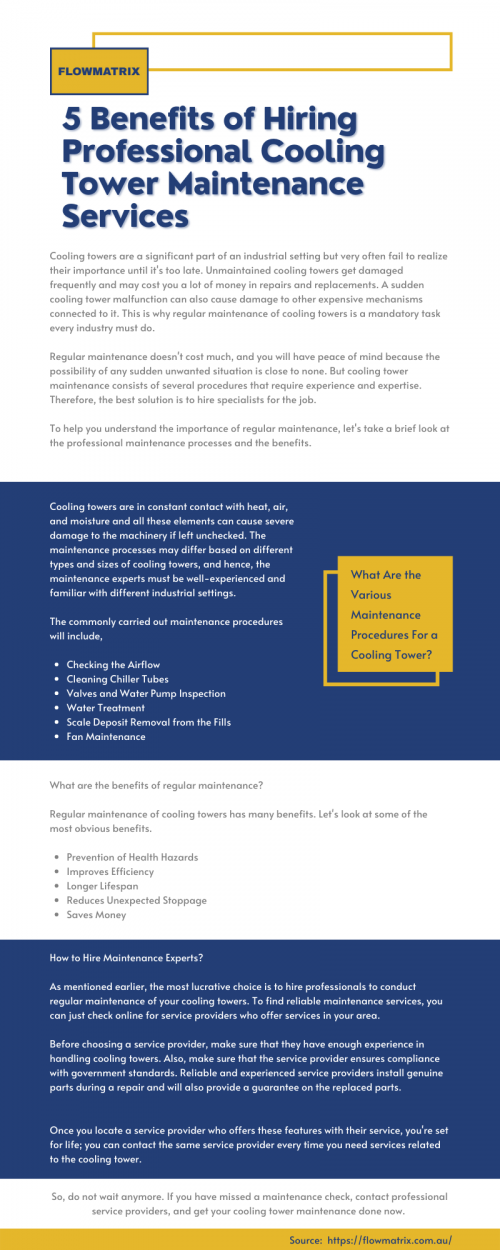 This infographic will help you understand the importance of regular cooling tower maintenance and the benefits. https://bit.ly/2SQHUpB