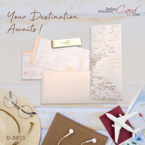 Enjoy the pleasure of sending these exquisitely designed Boarding Pass Theme invitation cards by Indian Wedding Card which are not only a visual delight but also metaphorically meaningful and significant. Order now@ https://www.indianweddingcard.com/Boarding-Pass-Theme-Cards.html