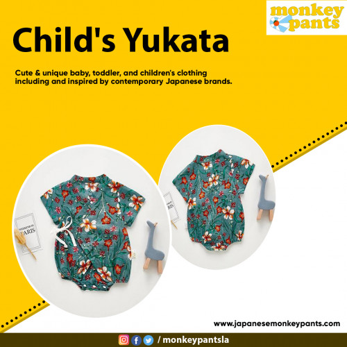 Get the best in cute and unusual baby, toddler, and children's clothes, including and influenced by current Japanese companies, with our kids yukata selection. For further information, please contact us.
https://www.japanesemonkeypants.com/collections/infant-toddler-clothing/yukata