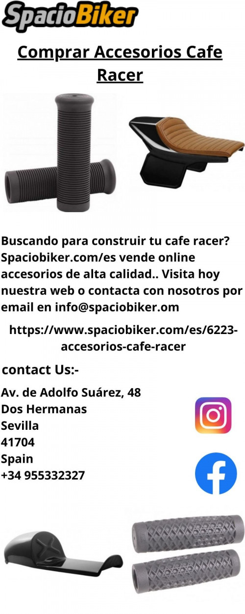 Buscando para construir tu cafe racer? Spaciobiker.com/es vende online accesorios de alta calidad.. Visita hoy nuestra web o contacta con nosotros por email en info@spaciobiker.om

https://www.spaciobiker.com/es/6223-accesorios-cafe-racer