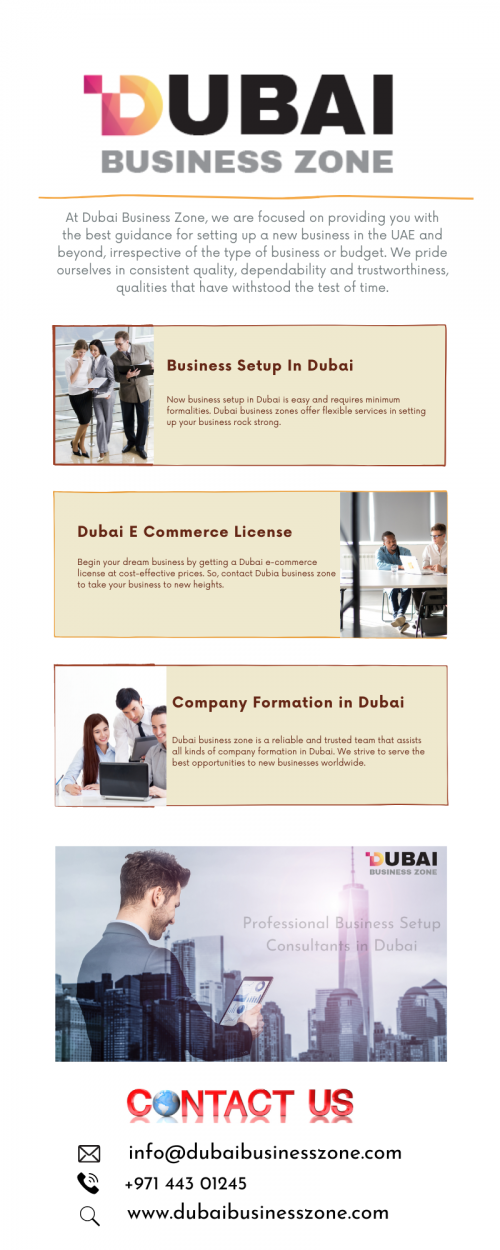 If you are looking for the best company formation in Dubai, you are at the right place. Dubai Business Zones helps you. To get more information please visit our website. https://dubaibusinesszone.com
