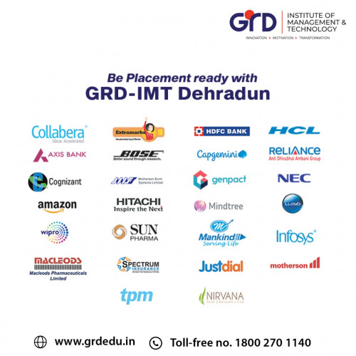 Your choice of college depends on many factors. We understand that placement is one of most crucial one. Here is the list of few companies which regularly recruit our students for the start of their careers. Join GRD IMT  to unlock the future you wish for.
Admissions Open 2021-22
For admissions, visit http://admission.grdedu.in/
.
.
.
#GRDIMT #Colleges #Education #newcareeropportunities #India #admissions #Collegelife #dehradun #Uttarakhand #12thboards #12thexam  #Dehradun #DehradunDiaries #Utarakhand #CollegesinDehradun #CollegesinUttarakhand #Education #Coursestochoose #graduationcourses #admission2021 #placement