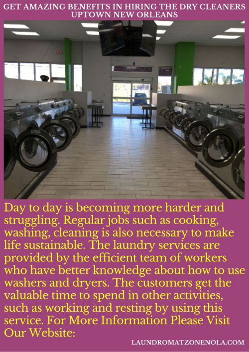 Day to day is becoming more harder and struggling. Regular jobs such as cooking, washing, cleaning is also necessary to make life sustainable. The laundry services are provided by the efficient team of workers who have better knowledge about how to use washers and dryers. The customers get the valuable time to spend in other activities, such as working and resting by using this service. For More Information Please Visit Our Website:
laundromatzonenola.com
