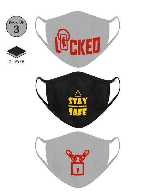 Locked,Stay Safe,Lock and chain mask white