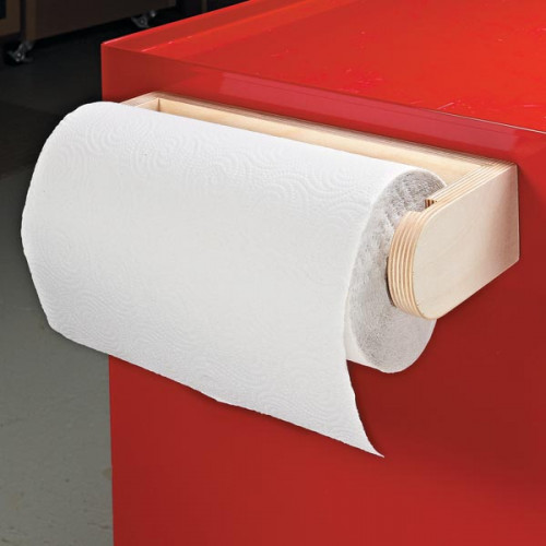 This handy magnetic paper towel holder allows you to keep the rolls just near to where you require them in the shop. This holder made of dowel and plywood looks best and is very easy to make it.https://www.woodsmith.com/article/magnetic-paper-towel-holder/