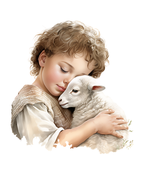 cute child hugging sheep 9