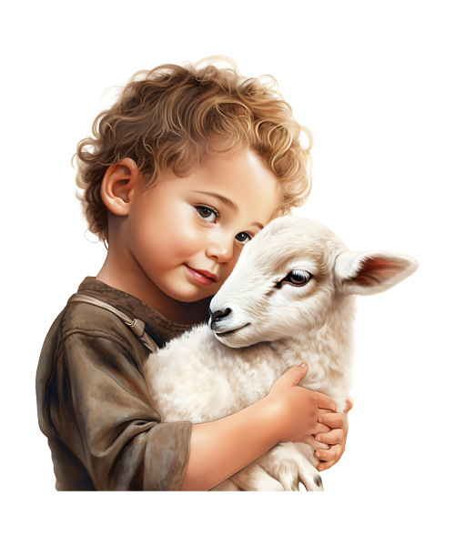 cute child hugging sheep 3