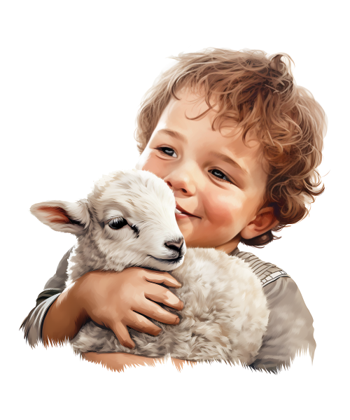 cute child hugging sheep 1