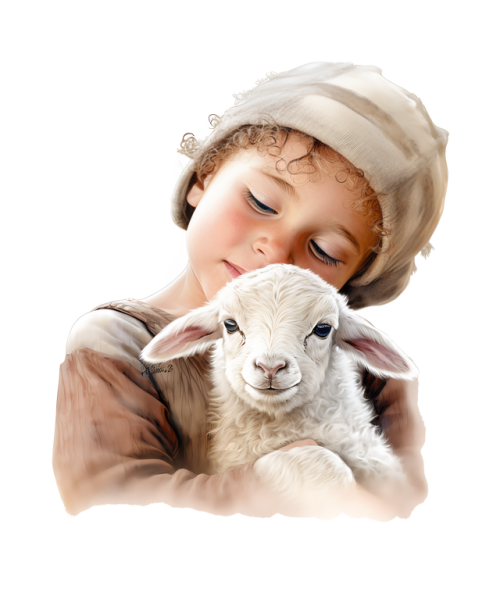 cute child hugging sheep 2