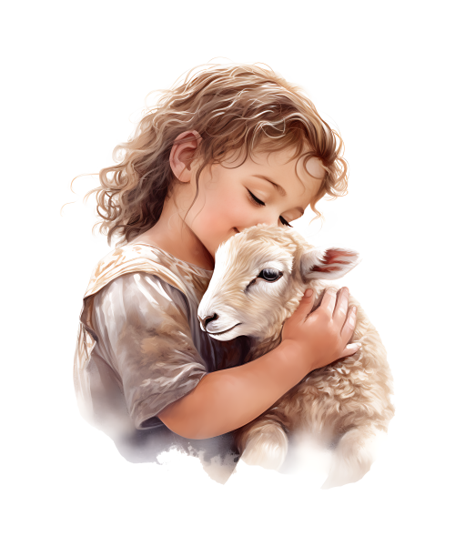 cute child hugging sheep 8