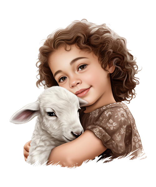 cute child hugging sheep 5