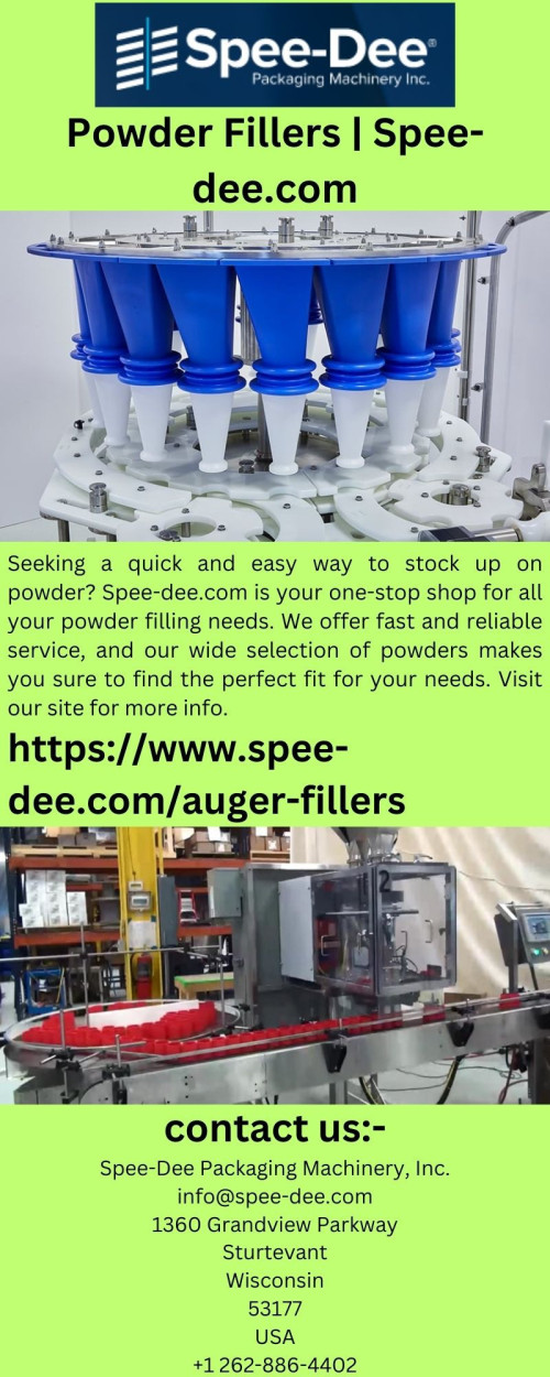 Seeking a quick and easy way to stock up on powder? Spee-dee.com is your one-stop shop for all your powder filling needs. We offer fast and reliable service, and our wide selection of powders makes you sure to find the perfect fit for your needs. Visit our site for more info.

https://www.spee-dee.com/auger-fillers