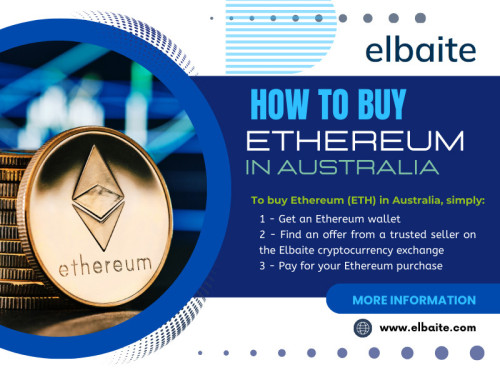Before diving headfirst into "how to buy Ethereum in Australia," it's essential to begin with thorough research; here are some critical elements to consider:
1.Understanding Ethereum
2.Market Trends
3.Wallet Options

Official Website: https://www.elbaite.com

Google Business Site: https://elbaite.business.site

For More Information Visit Here: https://www.elbaite.com/buy-eth

Adress: Ghan, Northern Territory, 872B67 Australia

Find Us On Google Map: http://goo.gl/maps/pk3eVH4Mb1VoRyM49

Our Profile: https://gifyu.com/elbaitecrypto
More Images:
https://tinyurl.com/2xutw7xo
https://tinyurl.com/2a227sub
https://tinyurl.com/2dcqsm6f
https://tinyurl.com/236nkm5b