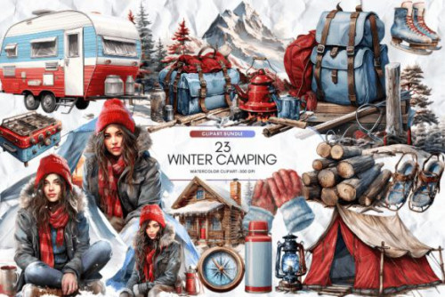 Winter Camping Sublimation Clipart
