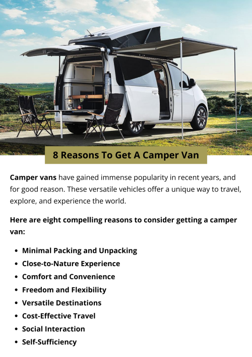 Getting a camper van offers freedom and flexibility for travel enthusiasts. It provides a cost-effective way to explore the outdoors, eliminates the need for hotels, and allows for spontaneous adventures. Camper vans are versatile, accommodating both road trips and camping, and provide a comfortable and self-sufficient living space. To know more visit here https://commercialvansolutions.com/travois-vans/