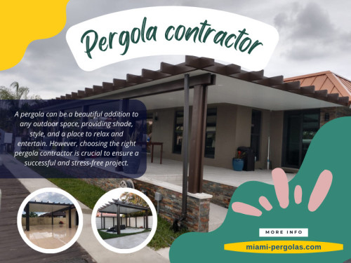 A pergola can be a beautiful addition to any outdoor space, providing shade, style, and a place to relax and entertain. However, choosing the right pergola contractor is crucial to ensure a successful and stress-free project. 

Official Website: https://miami-pergolas.com/
For More Information Visit Here: https://miami-pergolas.com/pergola/
Google Business Site: https://miami-pergolas-insulated-patio.business.site

Address: 11940 sw 212th st, Miami Fl, 33177, United States
Tell: 7869912423

Find us on Google Map : http://maps.app.goo.gl/gXeZNakr8LXiCpnRA

Our Profile: https://gifyu.com/miamipergolas
More Images: 
https://tinyurl.com/bdcn8dr6
https://tinyurl.com/mry46pmk
https://tinyurl.com/25yytpr3
https://tinyurl.com/3kvzjyys