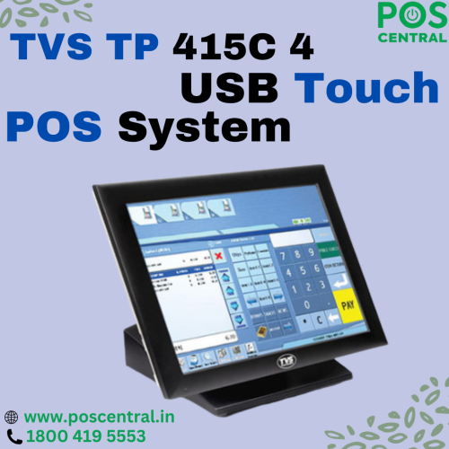 The TVS TP 415C 4 USB is a feature-packed and versatile point-of-sale solution designed to streamline and enhance your business operations. This advanced POS system offers a comprehensive range of connectivity options and user-friendly features, making it an excellent choice for businesses in various industries. It comes equipped with 4 USB ports, allowing you to effortlessly connect peripheral devices such as barcode scanners, printers, and other essential equipment. Trust in TVS to provide a reliable and feature-rich POS solution that can adapt to your unique business needs. You can visit the POS Central India website to Buy TVS TP 415C 4 USB at a reasonable cost with free shipping. Visit https://www.poscentral.in/tvs-tp-415c-4-usb3-rs232rj45-eth-vgarj11-touch-pos-system.html