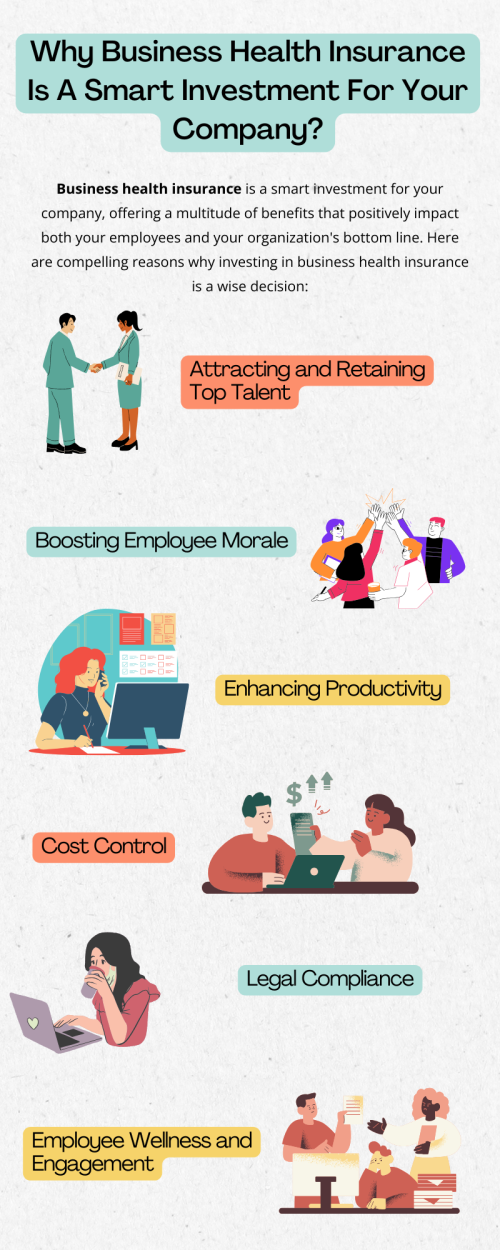 Business health insurance is a wise investment as it yields numerous benefits. It attracts and retains top talent, enhancing workforce stability and productivity. Offering healthcare coverage demonstrates a commitment to employee well-being, boosting morale and job satisfaction. Additionally, it can yield tax advantages and reduce absenteeism. To know more visit here https://www.capbluecross.com/wps/portal/cap/employer/shop-group-plans
