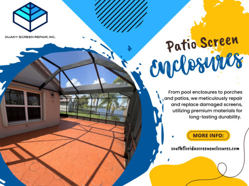 Our dedicated crew is committed to maintaining the level of excellence. With our attention to detail and craftsmanship, you can be confident that your patio screen enclosures will be expertly crafted and accurately installed. Each team member is highly trained and skilled, ensuring every project is executed flawlessly.

Official Website : https://southfloridascreenenclosures.com/

Duany Screen Repair Inc.
Address: 3840 NW 176th ST, Miami Gardens, Florida 33055, USA
Phone: 786-623-9063

Find Us On Google Map: http://maps.app.goo.gl/AHDB2HzES8wNEezr5

Our Profile:  https://gifyu.com/screenenclosures

More Photos:  

https://is.gd/9y7tY8
https://is.gd/9mW2mR
https://is.gd/VLwTZN
https://is.gd/XrBjLn