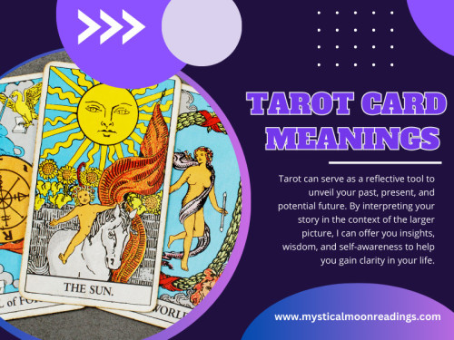Understanding Tarot card meanings is like learning a new language – it's a journey into the world of symbolism, intuition, and ancient wisdom. Tarot cards have been used for centuries to gain insights into our lives, explore the past, navigate the present, and glimpse into the future. 

Visit Our Website: https://www.mysticalmoonreadings.com/

Our Profile: https://gifyu.com/mysticalmoonread

See More:

http://gg.gg/176puw
http://gg.gg/176pux
http://gg.gg/176pv0
http://gg.gg/176puy