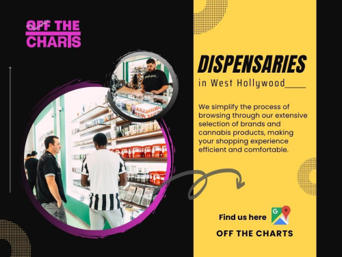 Convenience is key. Before selecting Dispensaries in West Hollywood, ensure that it's within your proximity, saving you the hassle of long-distance travel. Dispensaries with nearby locations could also be advantageous during emergencies or when you need a quick restock.

Official Website: https://www.offthechartsshop.com/

Click here for more information: https://www.offthechartsshop.com/locations/otc-west-hollywood

OTC West Hollywood
Address: 8448 Santa Monica Blvd, West Hollywood, CA 90069, United States
Phone: +13234980038

Find Us On Google Maps: http://goo.gl/maps/ZCDEdaq9up2jZx7z5

Our Profile: https://gifyu.com/otcwesthollywood

More Images:
https://tinyurl.com/4sazc6kx
https://tinyurl.com/2p9bjy8j
https://tinyurl.com/t9jby559
https://tinyurl.com/mv2wfvs8