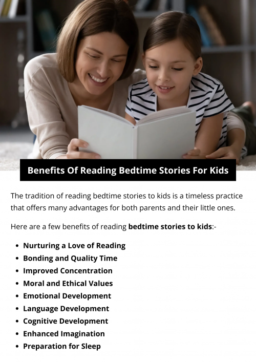 Reading bedtime stories for kids nurtures a love of reading, enhances vocabulary, stimulates imagination, and fosters emotional development. It provides quality bonding time, aids in cognitive and language development, and engagingly teaches moral values. Moreover, it prepares them for a good night's sleep by establishing a calming bedtime routine and improving concentration. To know more visit here https://inflationeducation.net/