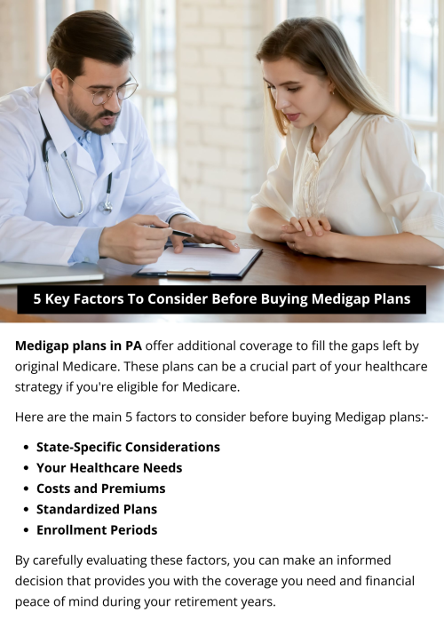 Selecting the right Medigap plan is a decision that should be based on your healthcare needs, budget, and an understanding of the available plan options. Consider the costs, enrollment periods, and the reputation of the insurance company. It's also essential to stay informed about any state-specific considerations and regulations that may affect your Medigap plan choices. To know more visit here https://www.capbluecross.com/wps/portal/cap/home/shop/medicare-supplement