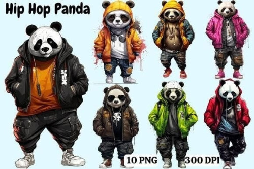 Hip Hop Panda sublimation clipart