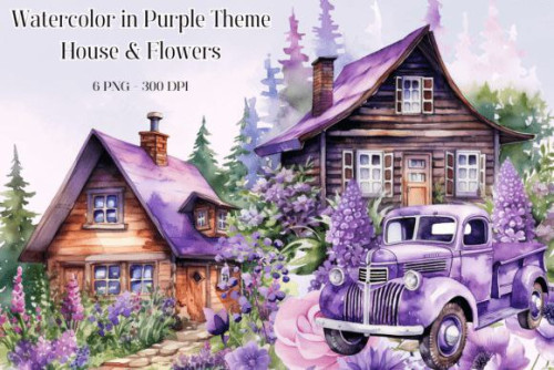 Flowers House in Purple