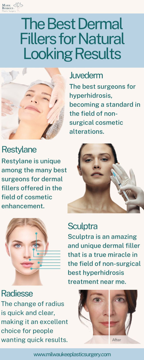 Discover the ultimate guide to achieving natural-looking results with the best dermal fillers. These top-rated cosmetic enhancements have been carefully selected to give you a refreshed and youthful appearance while maintaining your unique beauty. Whether you're targeting fine lines and wrinkles, or enhancing the contours of your face, these best dermal fillers near me were chosen for their exceptional track record in delivering results that blend seamlessly with your natural features. Say goodbye to the obvious signs of aging and say hello to a fresher, more confident person. Learn which dermal fillers reign supreme when looking for a lasting, noticeable change.
Visit Here :-https://milwaukeeplasticsurgery.com/skin/dermal-fillers/