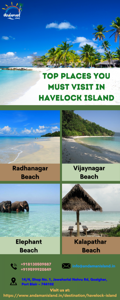 Havelock Island is the most famous tourist place in Andaman & Nicobar Islands , we offer the best beach resorts & activities at very affordable prices. Here are top places in Havelock Island to get the best out of your visit.
For more details visit us now: https://www.andamanisland.in/destination/havelock-island