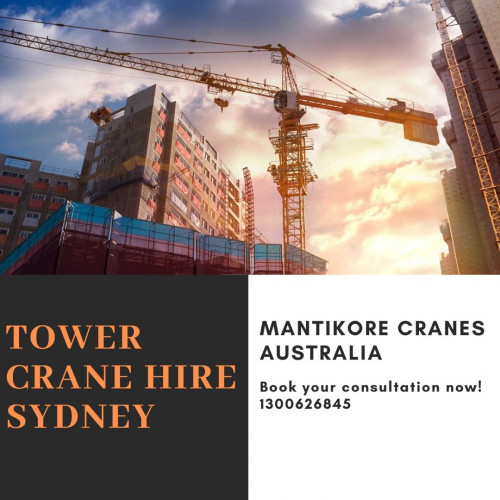 Mantikore Cranes is one of the best tower crane hire Sydney company. Over 20 years of industry experience in the wet and dry hire of tower cranes and providing mobile cranes. We provide all aspects of tower crane hire and mobile crane hire services for the construction industry. Our cranes are regularly maintained and serviced, and we take pride in giving our customers a first-class experience. We are giving the setup of the tower crane using our versatile crane reducing any pressure or stress related to the underlying setup stage. The majority of our cranes is appropriately kept up and is reliably given to our customers according to your specific needs. We are providing new as well as used cranes for sale in NSW. Also, you can hire a mobile crane, self-erecting cranes, and electing Luffing cranes, etc  To know more about a sale or hire cranes services, call at 1300 626 845 or drop your requirement: info@mantikorecranes.com.au.

Website:  https://mantikorecranes.com.au/

Address:  PO BOX 135 Cobbitty NSW, 2570 Australia
Opening Hours:  Monday to Friday from 7 am to7 pm

Follow us on our Social accounts:
Facebook
https://www.facebook.com/pg/Mantikore-Cranes-108601277292157/about/?ref=page_internal
Instagram
https://www.instagram.com/mantikorecranes/
Twitter
https://twitter.com/MantikoreC