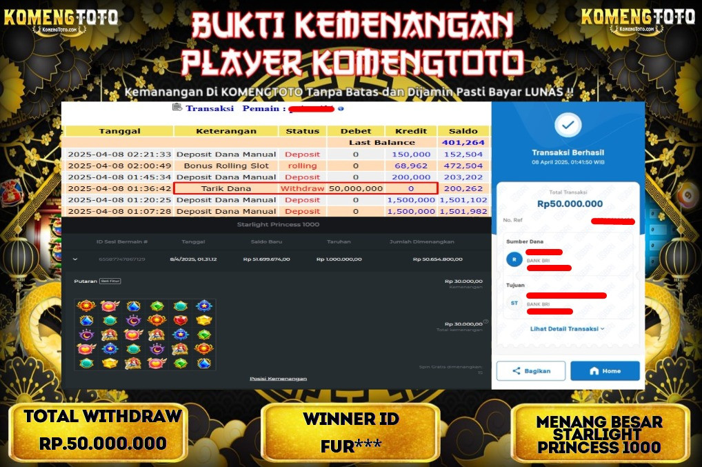 LAGI & LAGI!! KEMENANGAN BESAR DI SLOT STARLIGHT PRINCESS 1000 SEBESAR Rp.50.000.000 KOMENGTOTO BAYAR LUNAS SECEPAT KILAT !! KOMENGTOTO BAYAR SECEPAT KILAT !!