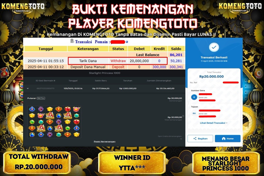 LAGI & LAGI!! KEMENANGAN BESAR DI SLOT  STARLIGHT PRINCESS 1000 SEBESAR Rp.20.000.000 KOMENGTOTO BAYAR LUNAS SECEPAT KILAT !! KOMENGTOTO BAYAR SECEPAT KILAT !!