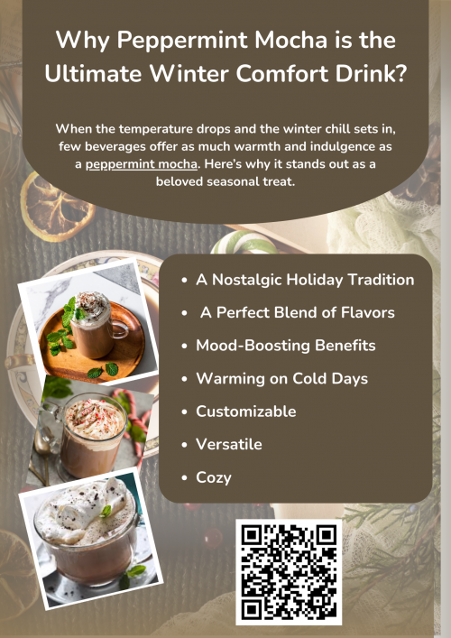 Peppermint mocha is the ultimate winter comfort drink because it combines rich chocolate with refreshing peppermint, creating a cozy yet invigorating flavor. The warmth of the drink contrasts beautifully with chilly weather, while its festive taste evokes holiday memories. Its creamy texture and seasonal spices make it a soothing choice, perfect for relaxing moments during the cold, festive months. To know more visit here https://wideawakecoffee.com/peppermint-mocha-hot-chocolate/