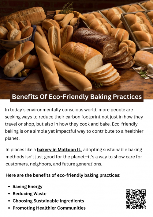 Eco-friendly baking practices offer numerous benefits, including reducing waste, conserving energy, and using sustainable ingredients. These methods not only help the environment but also promote healthier lifestyles and support local sourcing. Bakeries in Mattoon IL adopting green baking habits can attract eco-conscious customers and set a positive example in the community while minimizing its environmental footprint. To know more visit here https://www.niemanns.com/stores/mattoon-illinois-61938/