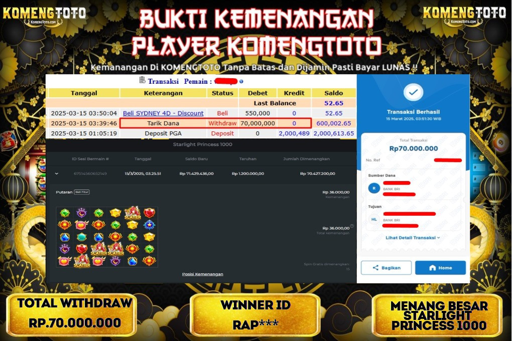LAGI & LAGI!! KEMENANGAN BESAR DI SLOT STARLIGHT PRINCESS 1000 SEBESAR Rp.70.000.000 KOMENGTOTO BAYAR LUNAS SECEPAT KILAT !! KOMENGTOTO BAYAR SECEPAT KILAT !!