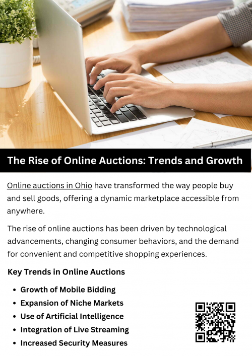 Online auctions in Ohio have transformed how people buy and sell goods, offering a dynamic marketplace accessible from anywhere. Over the years, they have gained popularity across various industries, from antiques and collectibles to real estate and business liquidations. The rise of online auctions has been driven by technological advancements, changing consumer behaviors, and the demand for convenient and competitive shopping experiences. To know more visit here https://www.wyethauctions.com/