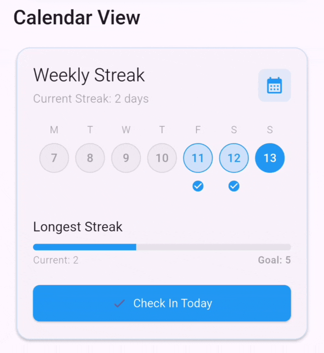 Calendar View Streak Demo