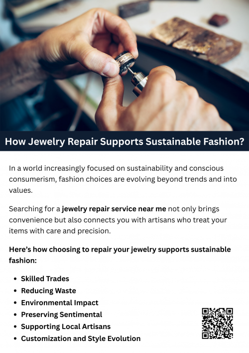 Jewelry repair sustainably plays a vital role by reducing waste, preserving sentimental pieces, and supporting local artisans. Instead of discarding damaged items, repairing them extends their life and lessens environmental impact. Searching for a jewelry repair service near me encourages responsible consumption while keeping cherished accessories stylish and functional for years to come. To know more visit here https://www.futerbrosjewelers.com/services/jewelry-repairs
