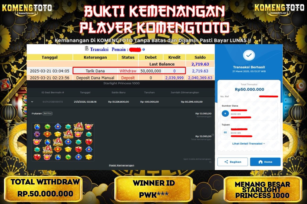LAGI & LAGI!! KEMENANGAN BESAR DI SLOT STARLIGHT PRINCESS 1000 SEBESAR Rp.50.000.000 KOMENGTOTO BAYAR LUNAS SECEPAT KILAT !! KOMENGTOTO BAYAR SECEPAT KILAT !!