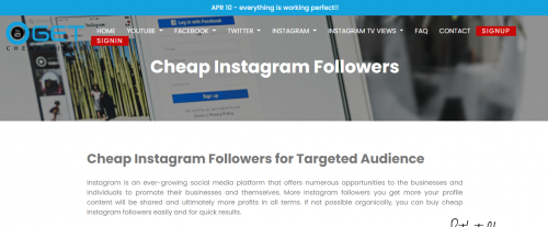 Buy Cheap Instagram Followers to Your Profile. Instagram Likes FREE!!! On Every Instagram Followers You Order from Us. We Provide 100% Safe ,Legal & Non Drop Instagram Followers.

Read more:- https://www.getcheapviews.com/instagram-category/cheap-instagram-followers/

Get Cheap Views Provides The Best Quality Of All Social Media Services At Cheap Price.To most of the entrepreneurs, social media is the “future big thing,” a non-permanent type yet powerful platform that must be taken advantage of while it’s on the trend. Because it came up so quickly, social media has developed its own reputation with some of the people for being favorite as a marketing interest, and therefore, a profitable one.

#cheapinstagramlikes #buycheapinstagramlikes #buyinstagramlikescheap #cheapinstagramviews #buycheapinstagramviews #buyinstagramviewscheap #cheapinstagramreelviews #buycheapyoutubeviews